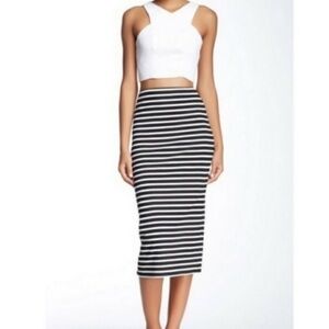 Sanctuary Black and White Striped Pencil Skirt